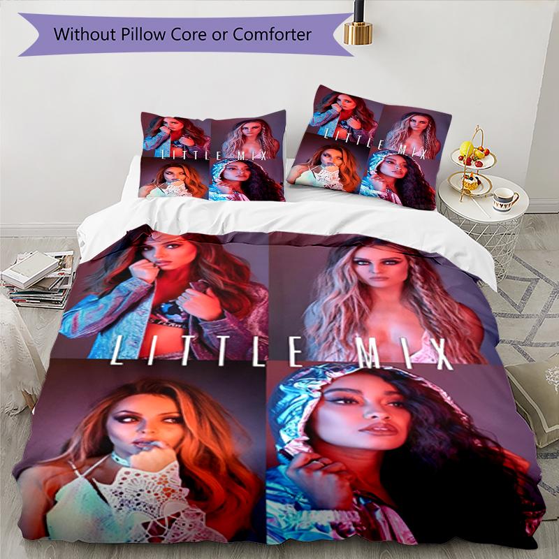 3pcs Little Mix Bedding Set Duvet Cover Closure Includes 1 Duvet Cover & 2 Pillowcases, Soft and Comfortable for All Seasons.