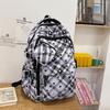 Large Capacity Plaid Backpack Women's Star Printed Student School Bag with Coin Purse