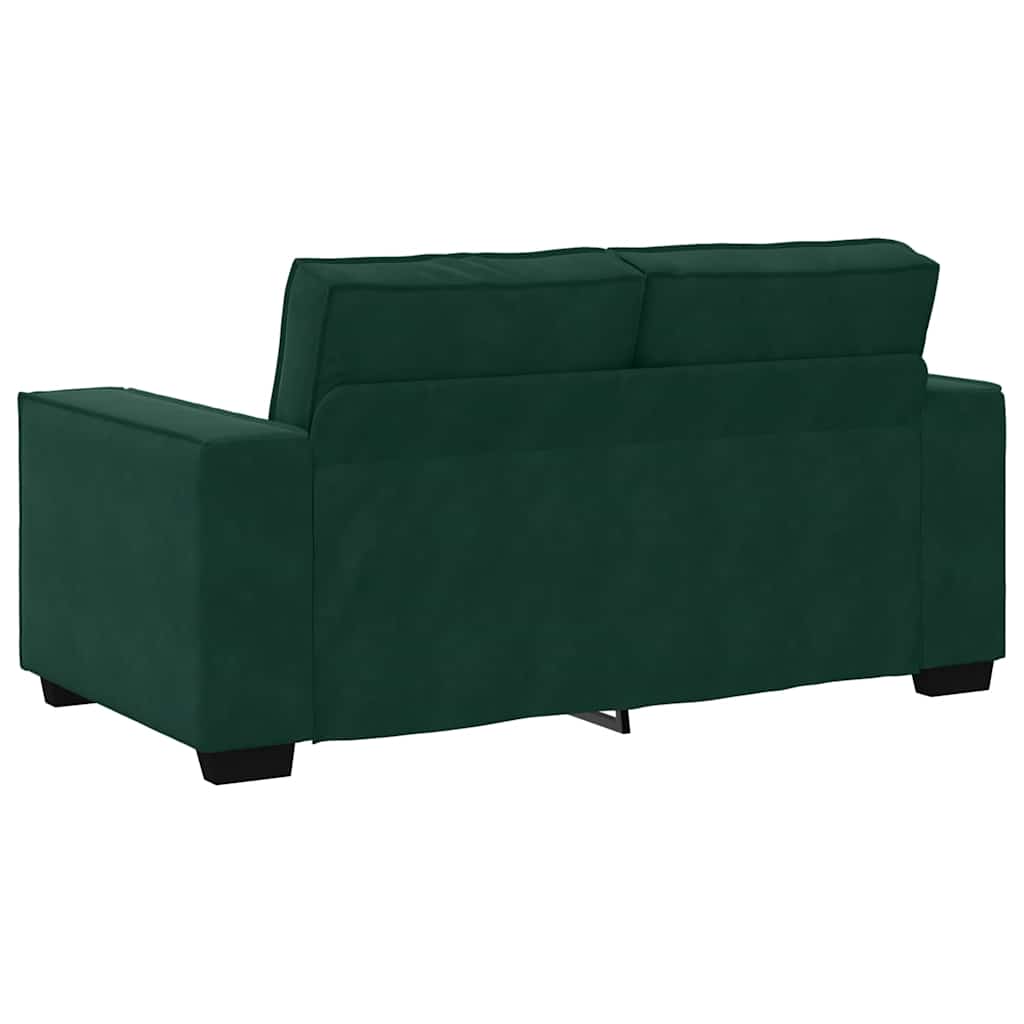 3 Piece Sofa Set with Cushions Dark Green Velvet
