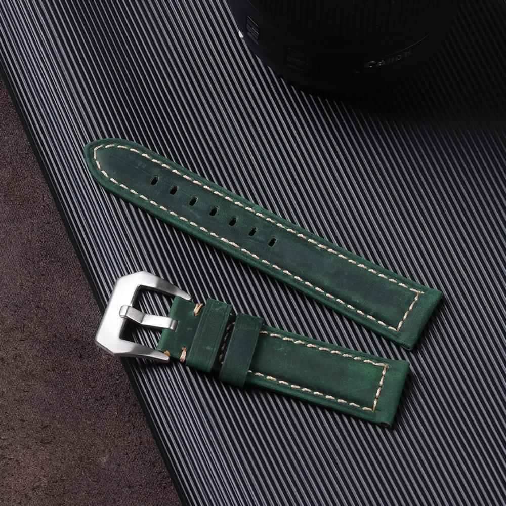 20mm 22mm 24mm 26mm Kalbslederband Crazy Horse Uhrenarmband für Panerai für Omega Uhrenarmband Sportarmband für Herren Damen Armband