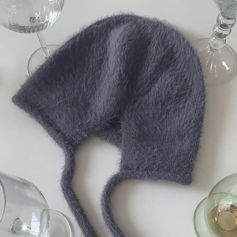

Angora Fur String Bonnet Hat Deep Blue DEEP BLUE
