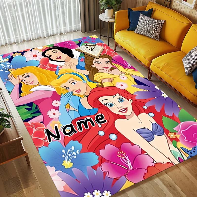 Custom Name Princess Party Living Room Non-Slip Area Rug Soft Carpet for Bedroom Kids Playroom Sofa Office Home Decor Doormat