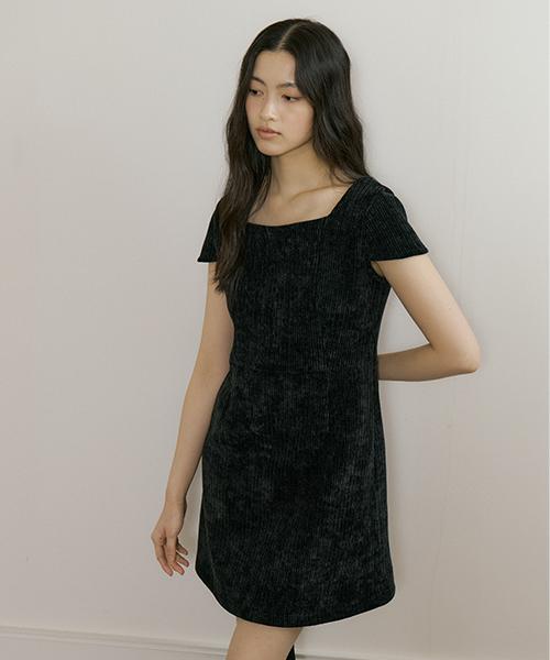 Lingseoul [Select Length] Corduroy Dress-Black (Short)