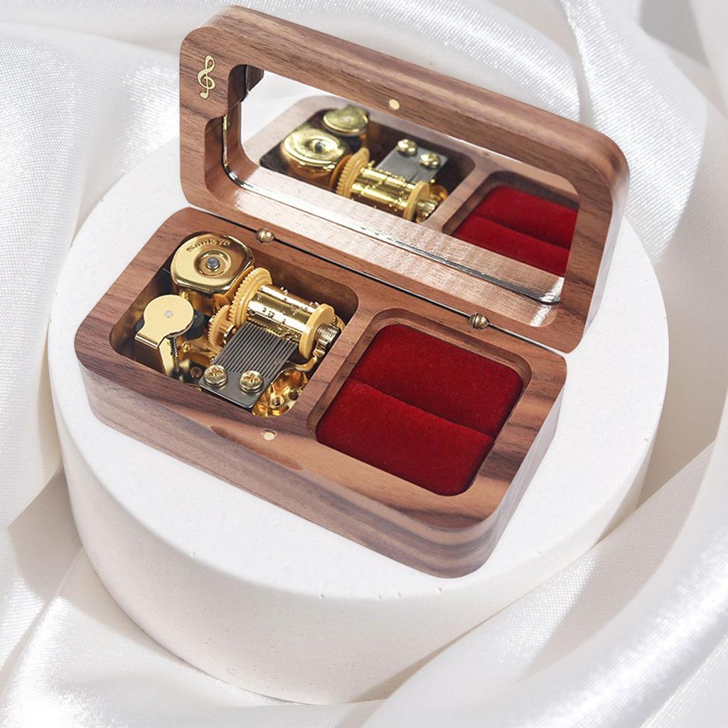 Proposal Ring Case Storage Wooden Music Box for Wedding Anniversary Ceremony