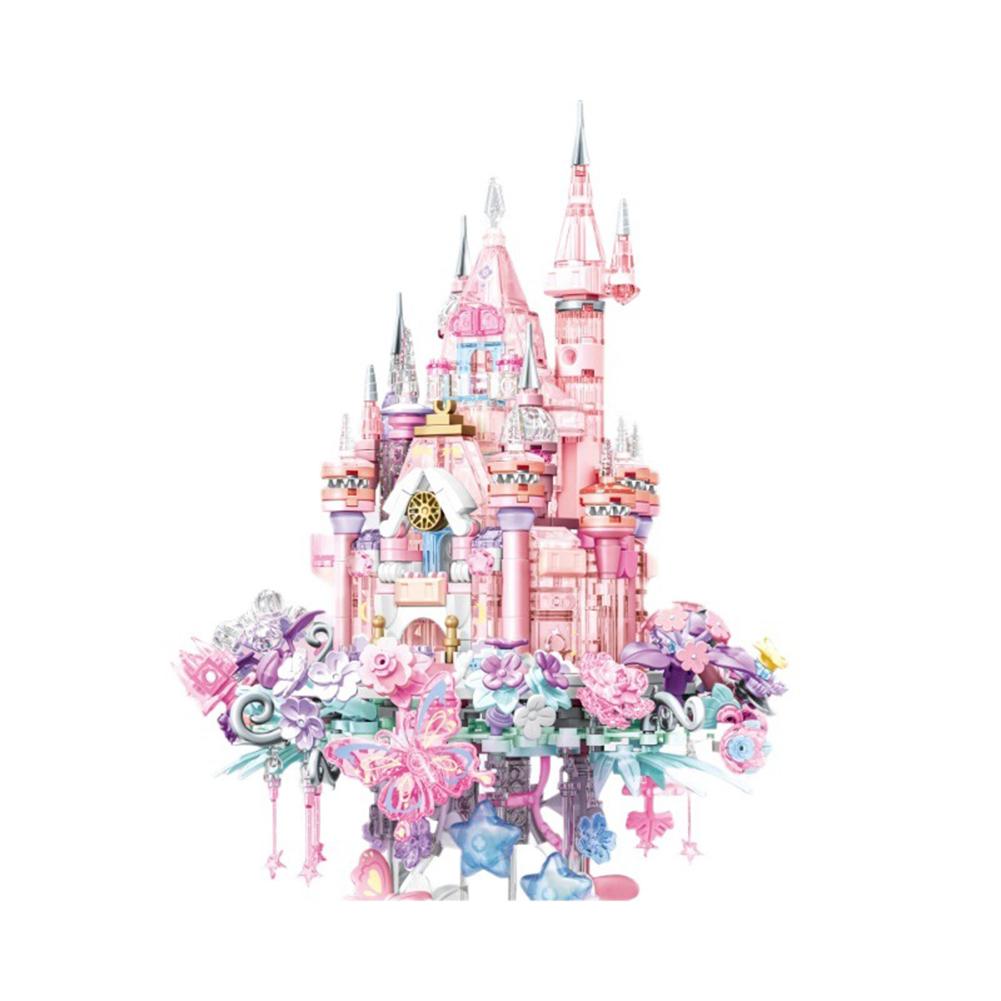

Flower Castle Building Blocks Set With Lights Dream Castle Building Kit DIY Assembly Toy Ornaments Gifts For Kids 611105 Flower Castle
