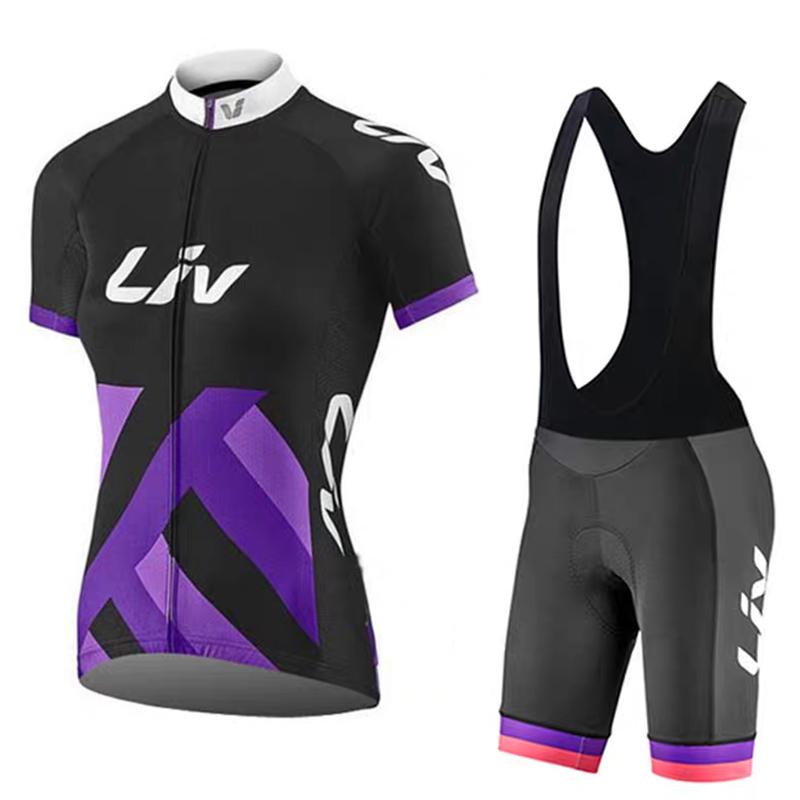 Women's Cycling Suit Set Summer Short Sleeved Cycling Jersey Cycling Bib Women's Sponge Cushion Cycling Shorts