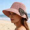 Straw Hat Bowknot Decor Wide Brim Foldable Summer Hat Sun Protection Lightweight Outdoor Travel Sun Hat Sunshade Accessory