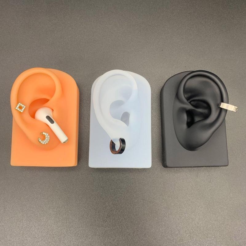Ear Silicone Model Practice Body Piercing Teaching Tool Earring for Jewelry Display Can Be Reused 1:1 Simulation Human
