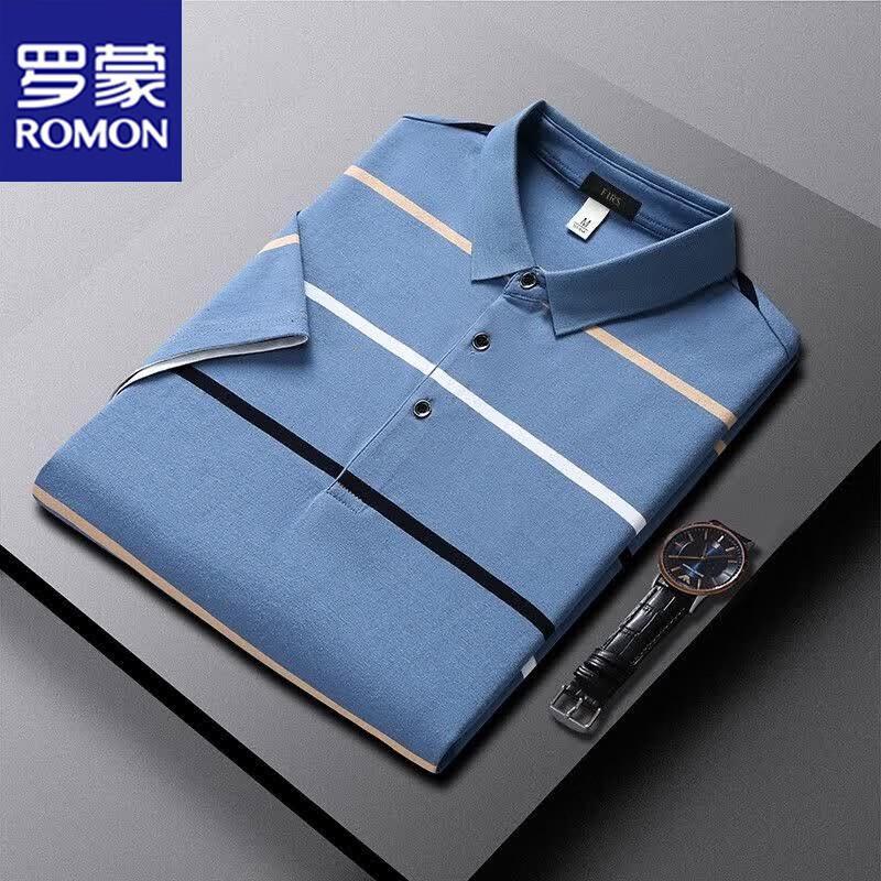 ROMON Men s Striped Polo T-Shirt M