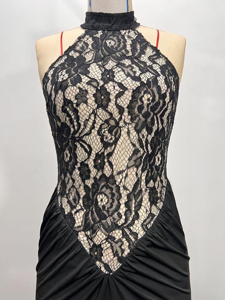 Elegant Black Hollow Out Backless Slim Fit Party Dress