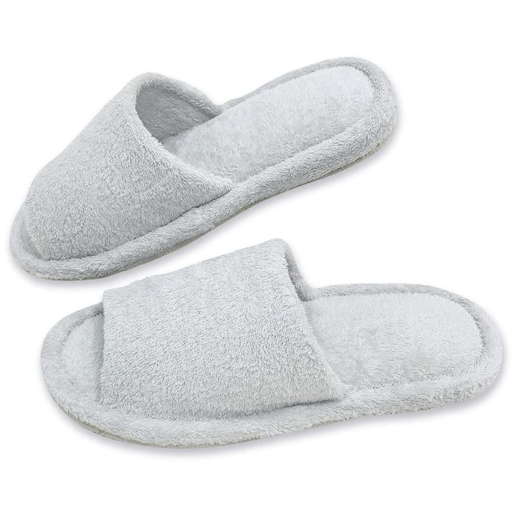 MORIPiLO Platinum Antibacterial Indoor Slippers - Towel Fabric, Odor-Resistant, L Size, Gray