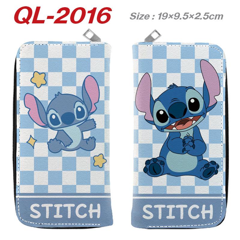 Portefeuille Long à Fermeture Éclair Stitch Dessin Animé Anime Sac à Main Porte-Cartes Porte-Monnaie Bleu