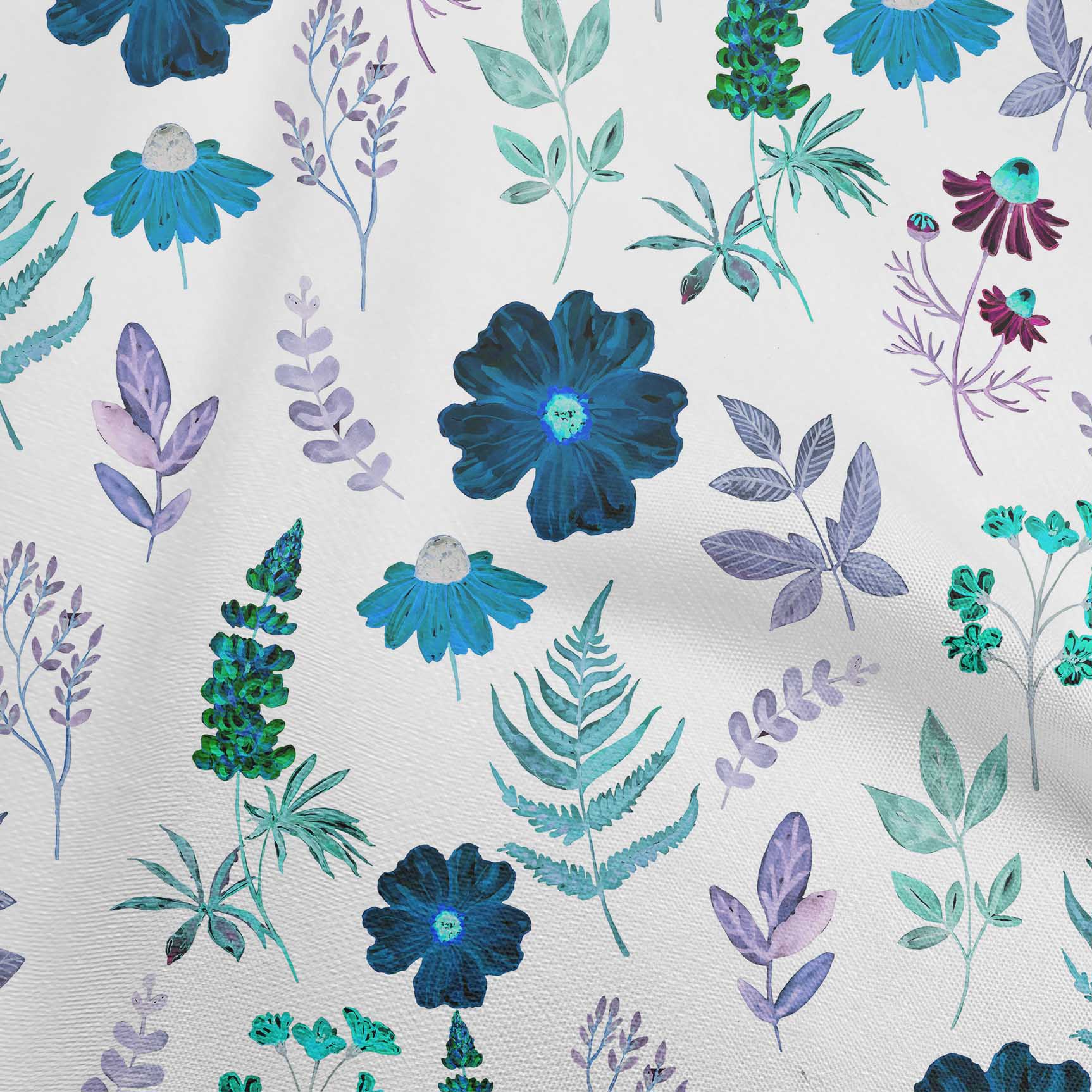 

oneOone Бавовняний поплін, коричнева тканина, квіткові акварельні швейні ремісничі проекти, принти на тканині, 42 дюйми 42 Inch Wide - Viscose Chiffon середній синього кольору