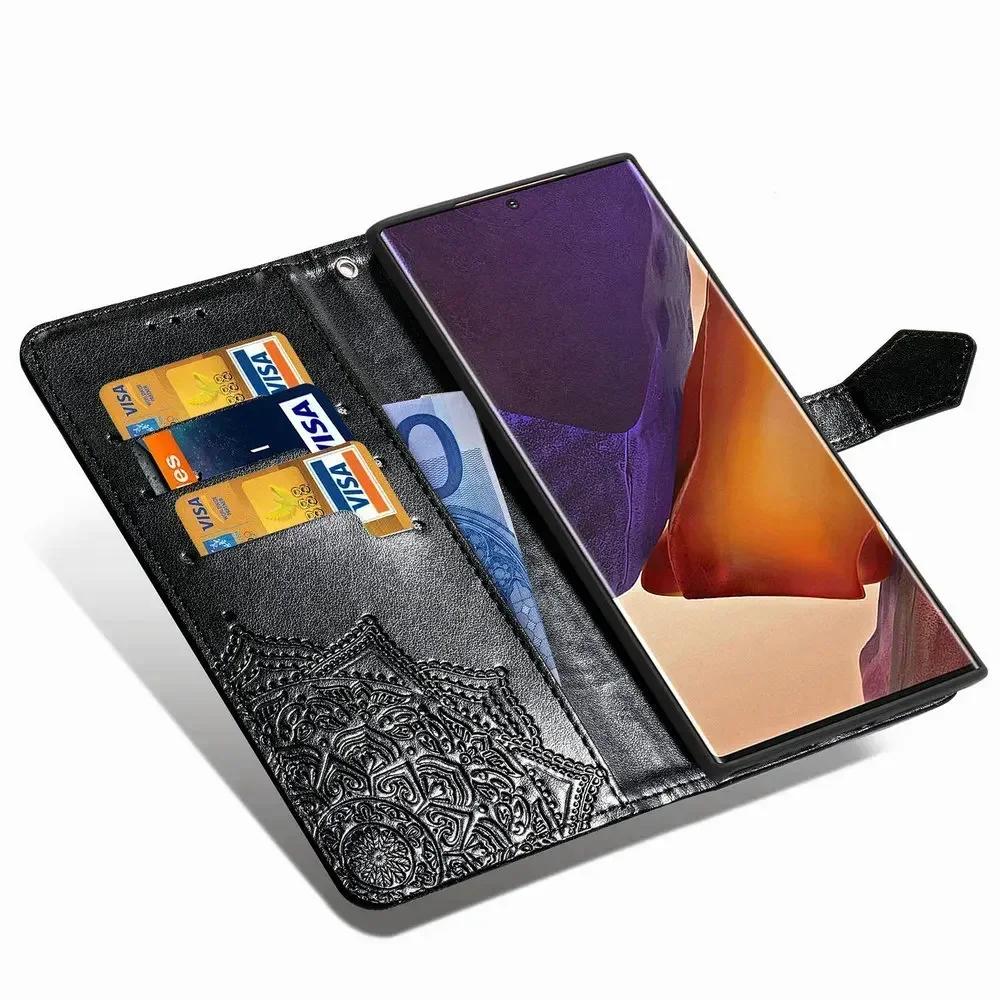 S25 S21 S 22 Ultra S23 S24 Mandala Leder Karten Geldbörse Hülle für Samsung S20 FE Flip Case Samsung Galaxy S22 Plus 25 S26 Abdeckung