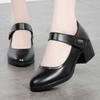 Spring and Autumn Breathable Women's Shoes Thick-heeled Soft-soled Work Shoes Casual and Comfortable Black Mid-heel Shoes