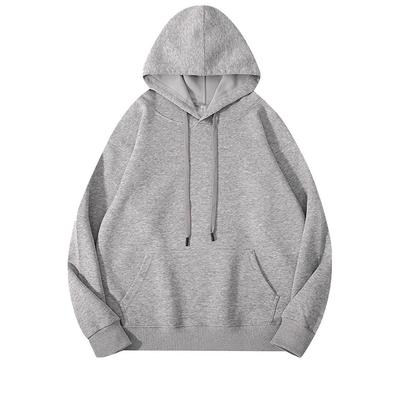 Plus Size Men's 320g Cotton Hooded Sweatshirt with Logo, European & American Style, Loose Fit Jacket