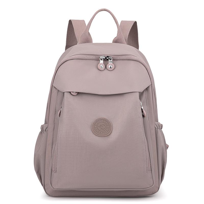Solid Color Backpack Women Commuter Large Capacity Nylon Lightweight Backpack
