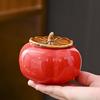 Oriental Persimmon Ceramic Tea Caddy & Candy Jar
