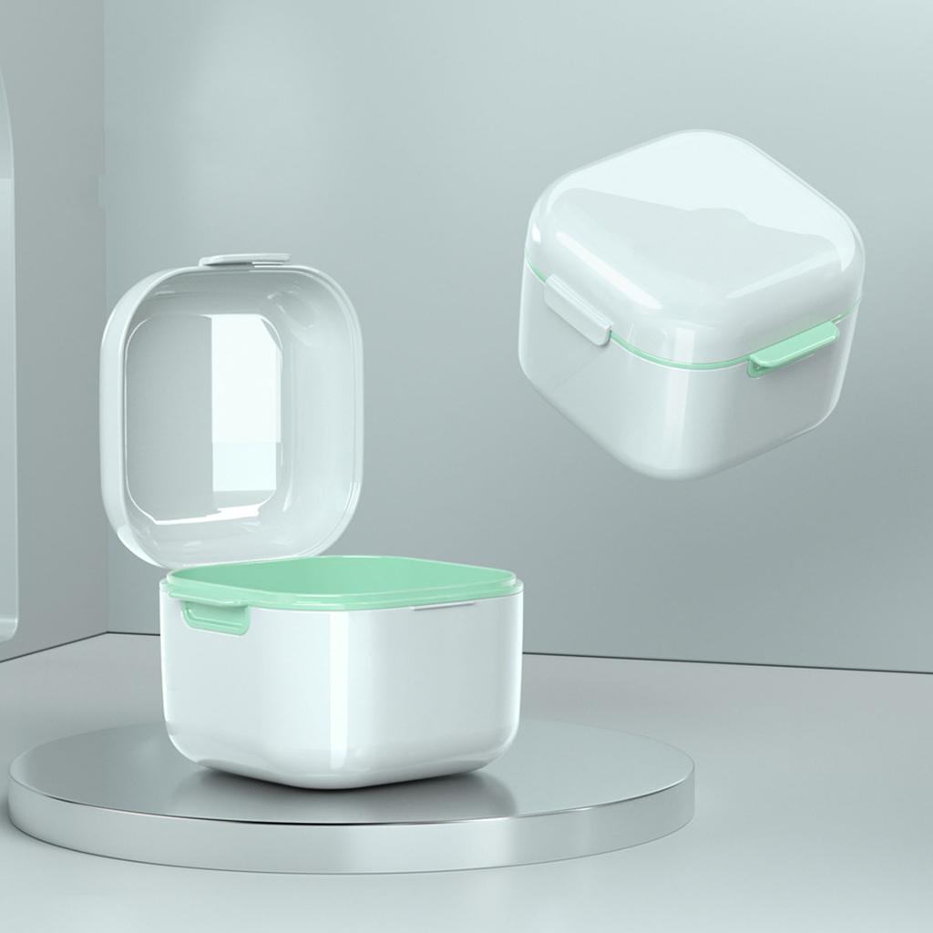 Denture Bath Case Denture Soaking Holder Portable Compact Denture Soak Container Multifunctional False Teeth Storage Case for Home Travel