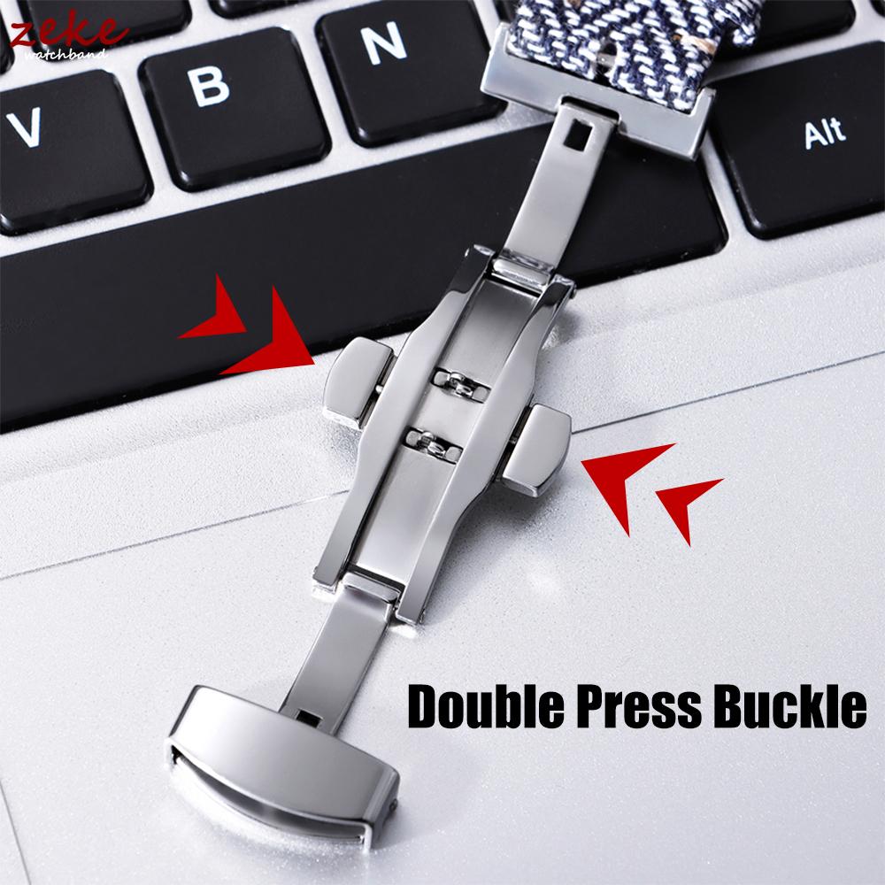 Vintage Echtes Leder Canvas Armbänder 18mm 20mm 22mm Schnellverschluss Nylon Armband für Omega für Seiko Butterfly Schließe Uhrenarmband