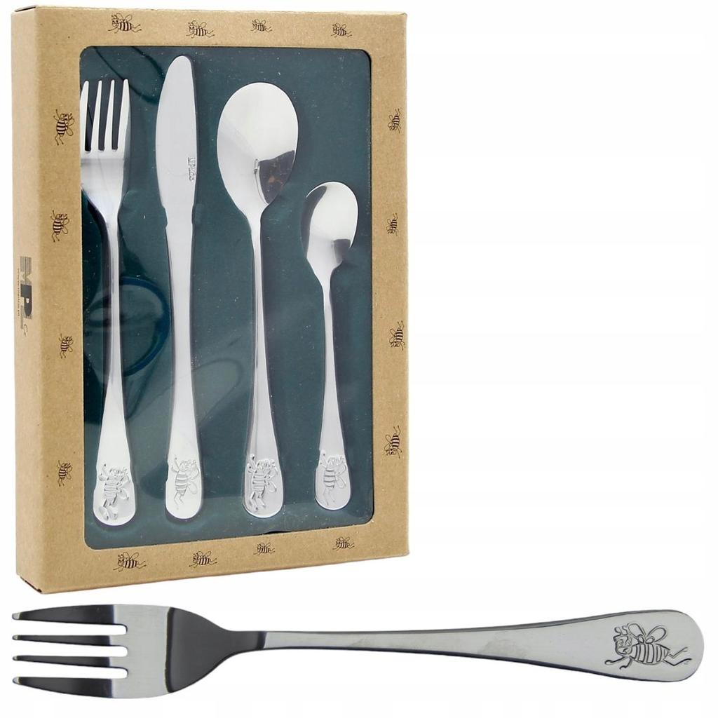 CHILDREN'S CUTLERY SET STEEL SPOON FORK KNIFE SPOON 4 pcs.