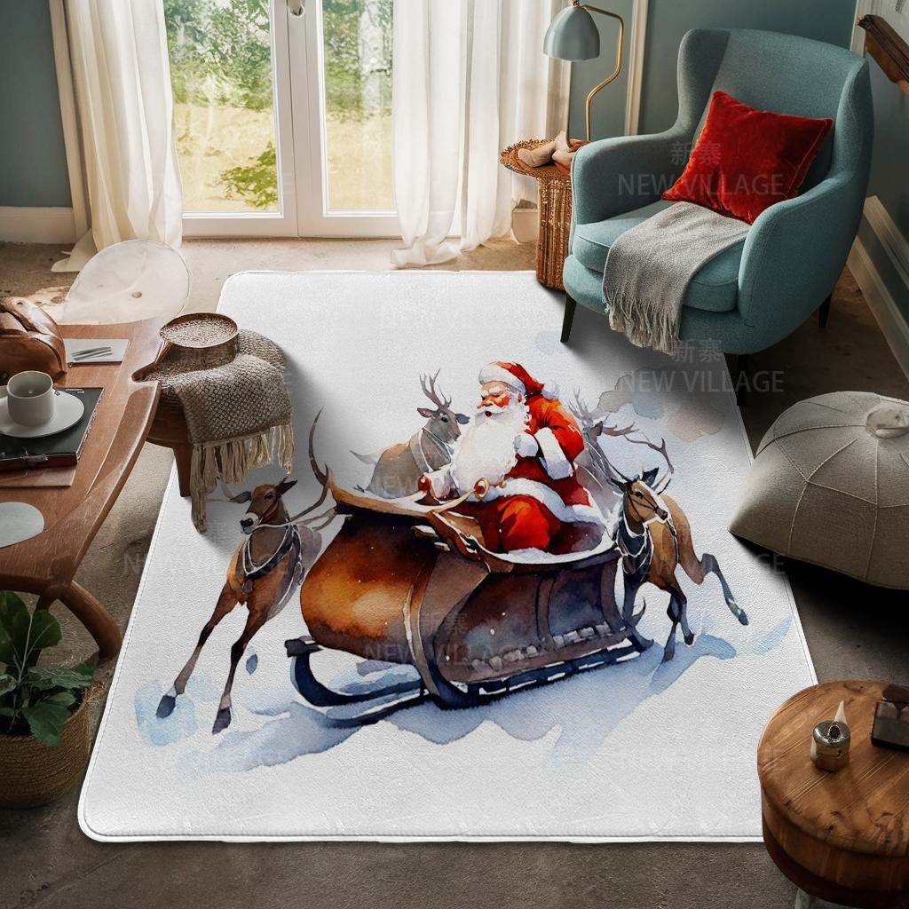 House Entrance Carpet Home Door Mat Living Room Bath Foot Bathroom Non-slip Water Absorption Rugs Bath Merry Christmas Winter