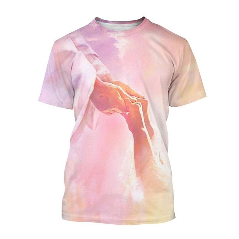 Christian God Jesus T-shirt 3D Printed T Shirt Men Short Sleeves Round Neck Oversized Classic Tee Vintage Women Street Clothing