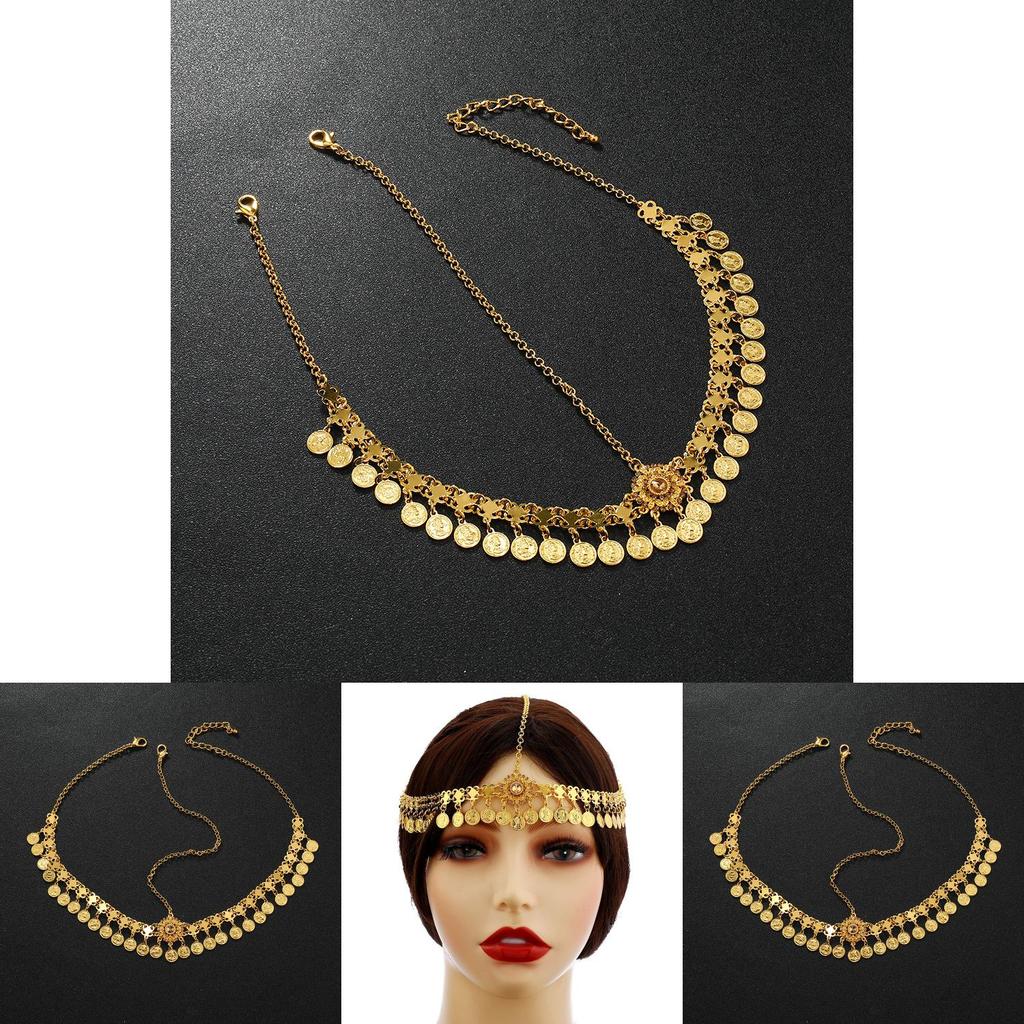 Alloy Bridal Headband With Geometric Style And Tassel Coins For Party Decoration