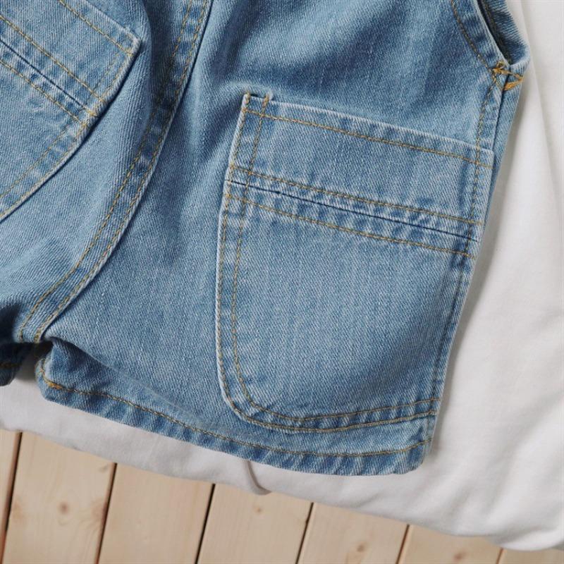 Kids' Denim Overalls Strap Shorts - Summer Casual Strap Jean Shorts for Boys & Girls, Stretchy Comfort
