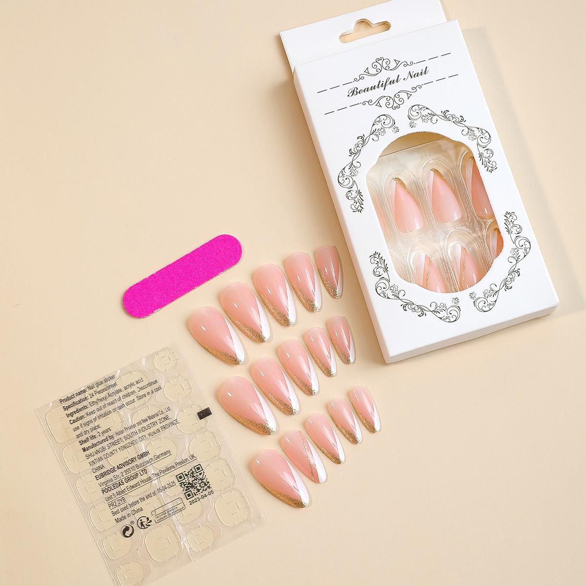 

Патчи для френча с глиттером в стиле балерины - Съемные накладные ногти