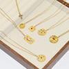 Sun & Moon Inlaid Diamond Stainless Steel Pendant Necklace with Eight-Point Star Design