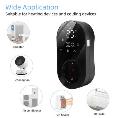 WiFi Digital Thermostat Outlet Plug 16A Outlet Tuya App Voice Control Socket Temperature Controller