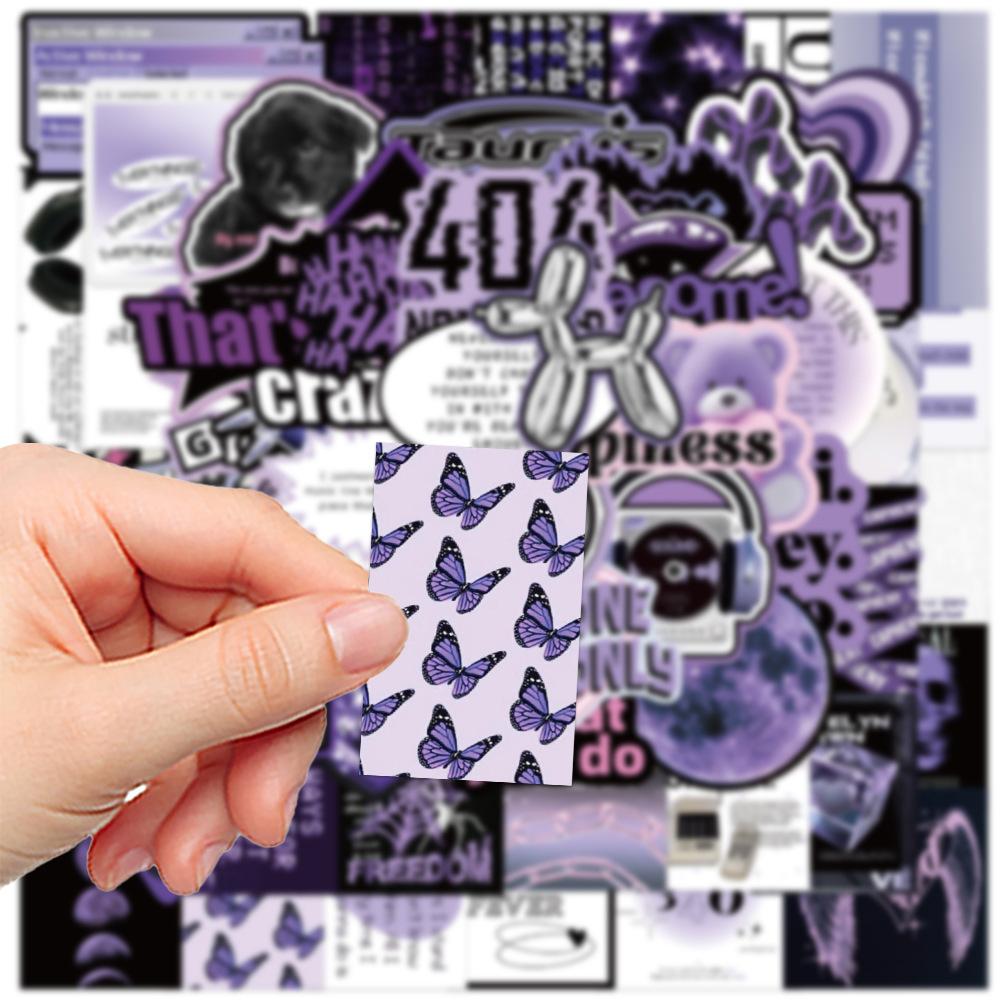 10/30/60pcs Sweet Cool Cartoon Graffiti Stickers Black Purple Art Decals DIY Guitar Laptop Notebook INS Style Sticker