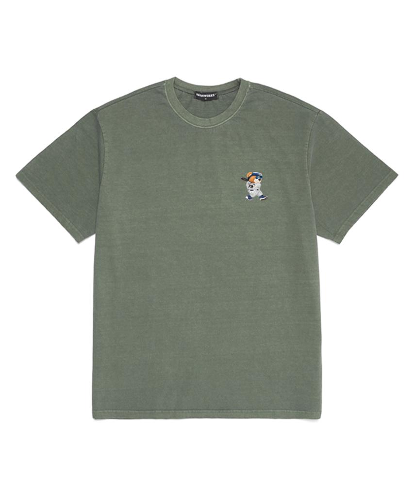 VANNWORKS Pigment Mini Baseball Baer Oversized Short Sleeve T-Shirt (Vndts229) Khaki