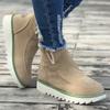 Women's Plush Lined Snow Boots, Round Toe Slip On Flat Short Boots, Winter Warm Outdoor Ankle Boots