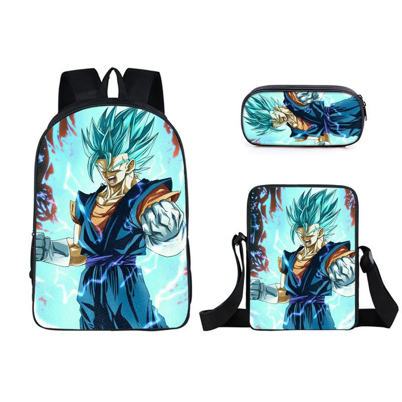 Animation seven dragon ball backpack, primary and secondary school schoolbag, satchel, shoulder bag, pencil case three-piece set