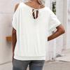 Summer Hollow Out Shoulder T-shirt, Elegant Casual Minimalist Design Versatile Tops For Women, European American Style Leisure Outer Wear Tee