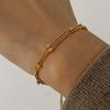 Stainless Steel Metal Round Beaded Bracelets For Women Fashion Gold Color Multilayer Layered Chain Bracelet Wedding Zircon Gift