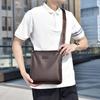 New shoulder bag, messenger bag, vertical lychee pattern men's large-capacity fashionable and simple men's bag
