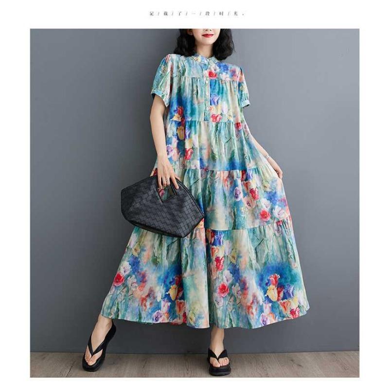 Neue lockere Übergröße Mode Druck Skinny Midikleider