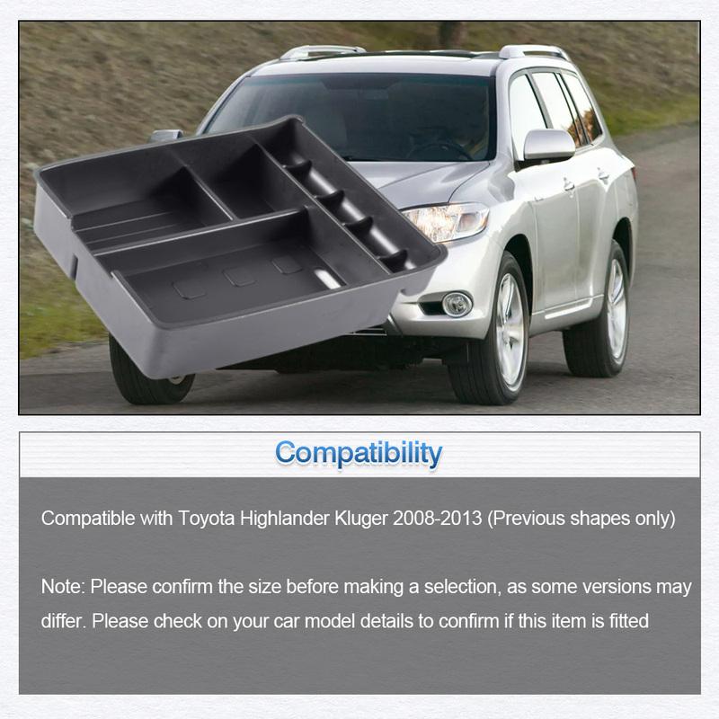 Car Center Console Organizer Tray Armrest Storage Box ABS For Toyota Highlander Kluger 2008 2009 2010 2011 2012 2013