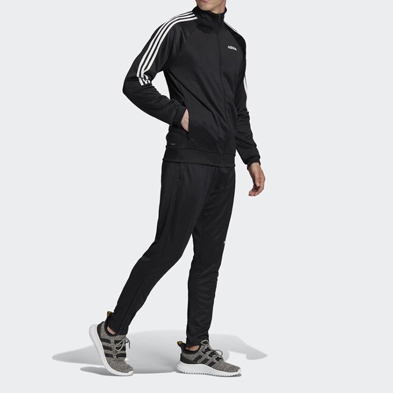 Adidas Trening clasic cu guler în dungi Trening bărbați Negru FN5795