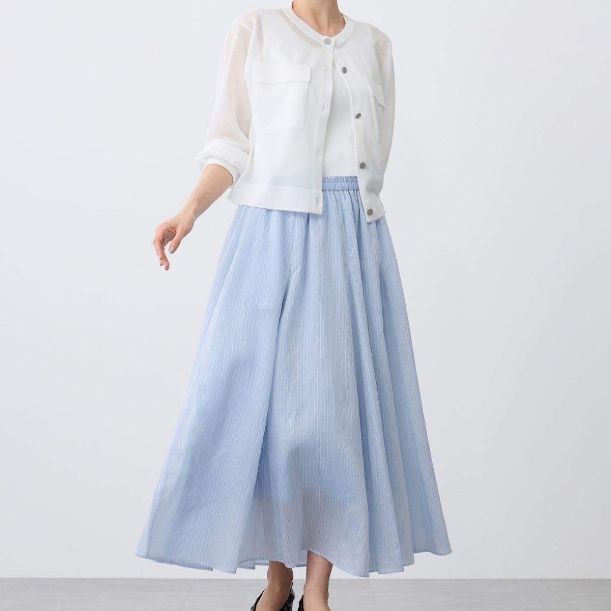 PLST Sheer Crew Neck Cardigan Long Sleeve White