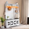 Hall Tree Wooden Hall Tree with Bench 7 Hooks for Entryway & Hallway