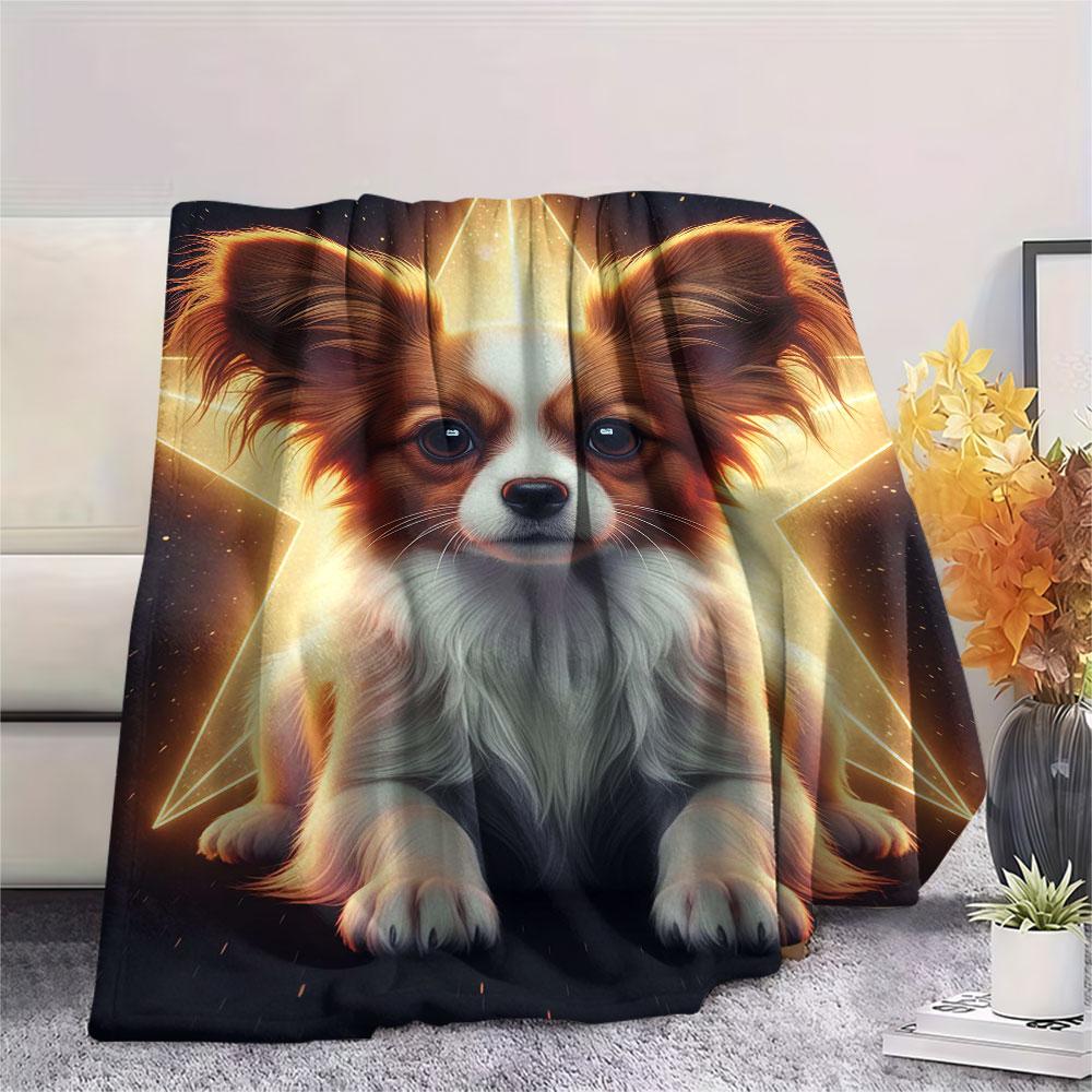 1Pc Stardogs Print Flannel Blanket, High quality Comfortable for All Seasons, Home Decor, Warmth and Comfort, Perfect for Christmas Gifts