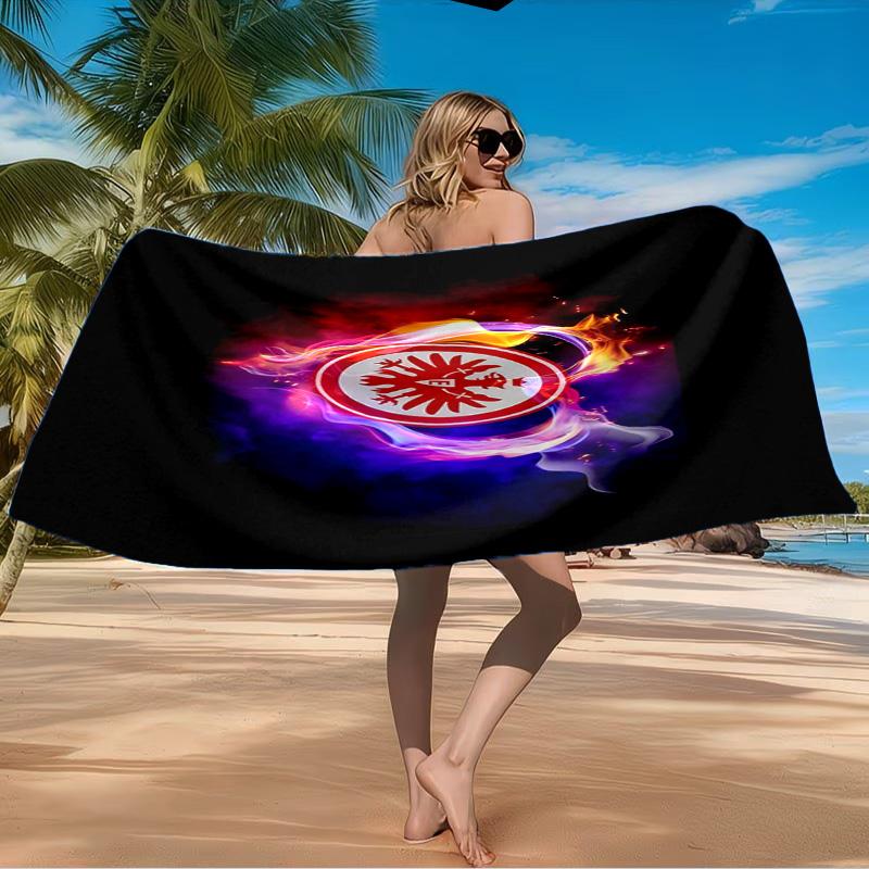 Flaming Heart Frankfurt Emblem Beach Towel Microfiber Beach Towel, Lightweight and Quick-Dry, for Summer Travel, Swimming Pool Fan Birthday Gift