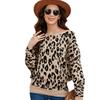 2022 Popular Women's One-Neck Heavy Industry Leopard Print Jacquard Fattened Batman Pullover Sweater