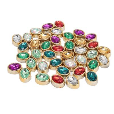 40Pcs Flat Back Rhinestones Plastic Oval Bottom for Crafts Cosplay Costume Jewelry Making