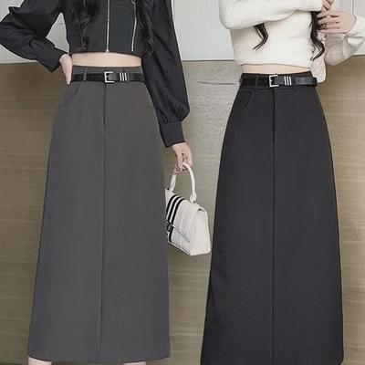 Dámská černá áčková sukně s vysokým pasem - Trend jaro/podzim 2024, Slim fit, Univerzální s rozparkem