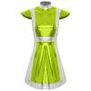 Womens Space Fighter Costume Mock Neck Cap Sleeve Metallic Shiny Contrast Dress Alien Dressup